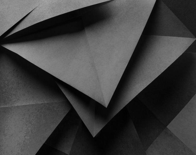Dark geometric paper folds in layered abstract composition – Neutrinos.